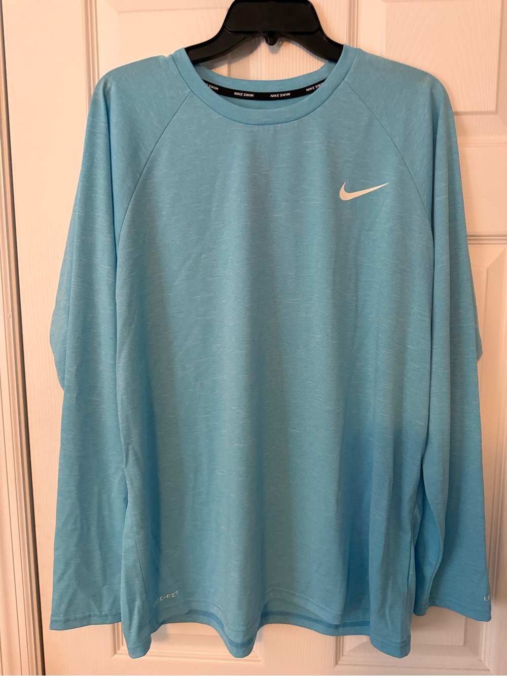 Nike Light Blue Long Sleeve Performance Tee with White Swoosh